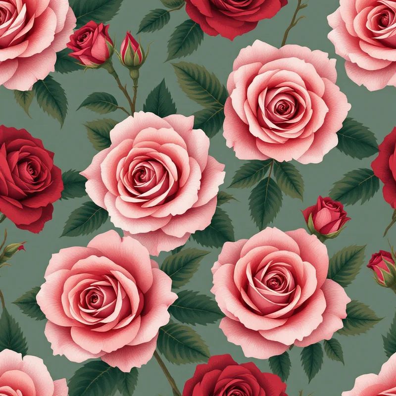 Seamless botanical rose pink pattern tile