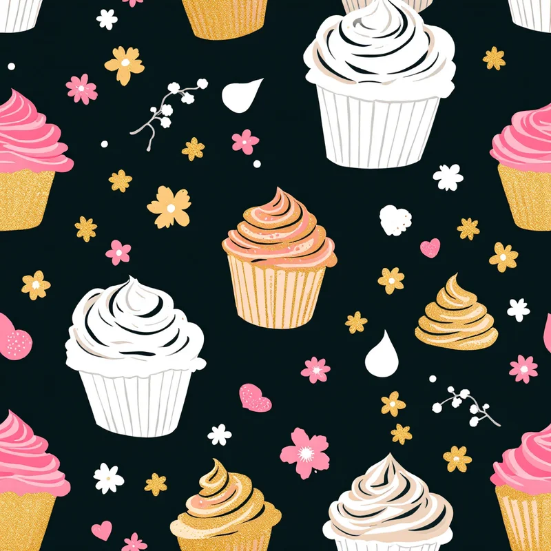 Seamless food cupcake pink pattern tile