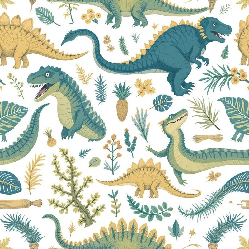 Seamless kids dinosaur green pattern tile