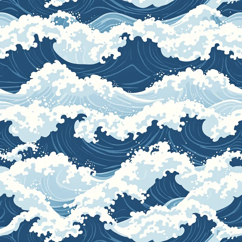 Seamless nautical waves blue pattern tile